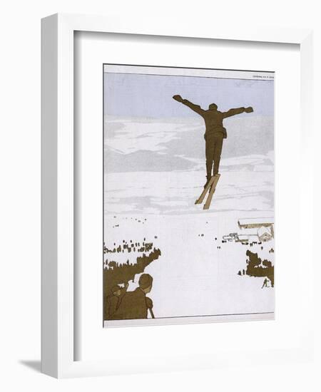 Skier Flies Through the Air-Olaf Gulbransson-Framed Premium Photographic Print