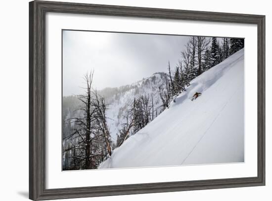 Skier Gets Backlit Powder Deep In The Teton Backcountry After A Massive Winter Storm-Jay Goodrich-Framed Photographic Print