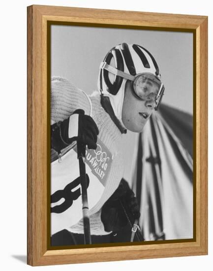 Skier, Heidi Biebl During the Winter Olympics-George Silk-Framed Premier Image Canvas