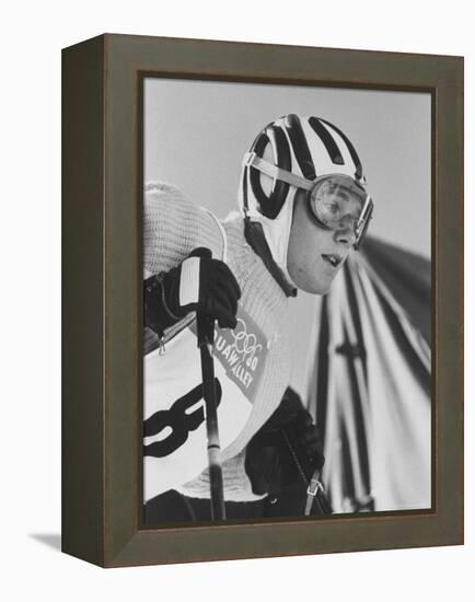 Skier, Heidi Biebl During the Winter Olympics-George Silk-Framed Premier Image Canvas