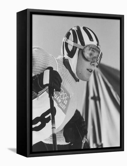 Skier, Heidi Biebl During the Winter Olympics-George Silk-Framed Premier Image Canvas