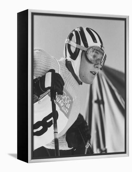 Skier, Heidi Biebl During the Winter Olympics-George Silk-Framed Premier Image Canvas