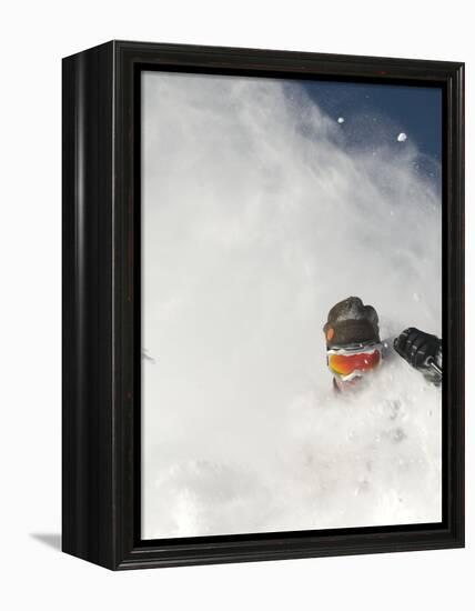 Skier in deep powder at Alta, Utah-Lee Cohen-Framed Premier Image Canvas