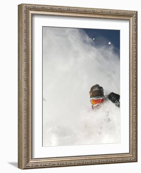 Skier in deep powder at Alta, Utah-Lee Cohen-Framed Photographic Print