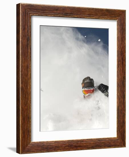 Skier in deep powder at Alta, Utah-Lee Cohen-Framed Photographic Print