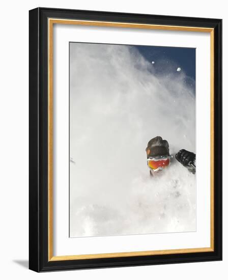 Skier in deep powder at Alta, Utah-Lee Cohen-Framed Photographic Print