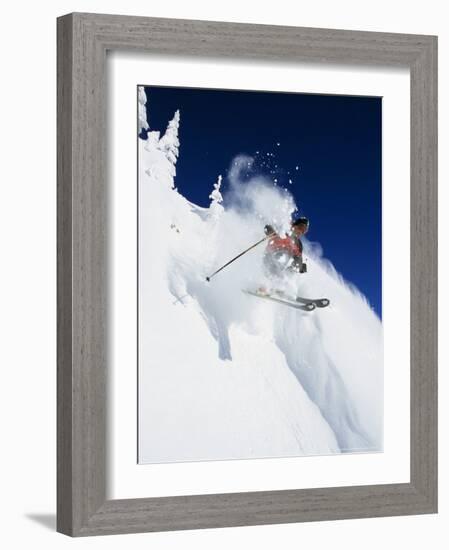 Skier in Powder at Big Mountain Resort, Whitefish, Montana, USA-Chuck Haney-Framed Photographic Print