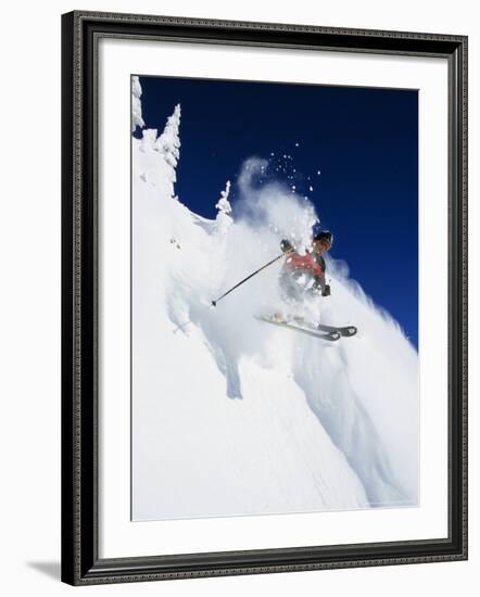 Skier in Powder at Big Mountain Resort, Whitefish, Montana, USA-Chuck Haney-Framed Photographic Print