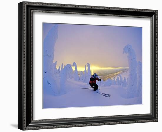 Skier in Snowghosts at Big Mountain Resort in Whitefish, Montana, USA-Chuck Haney-Framed Photographic Print