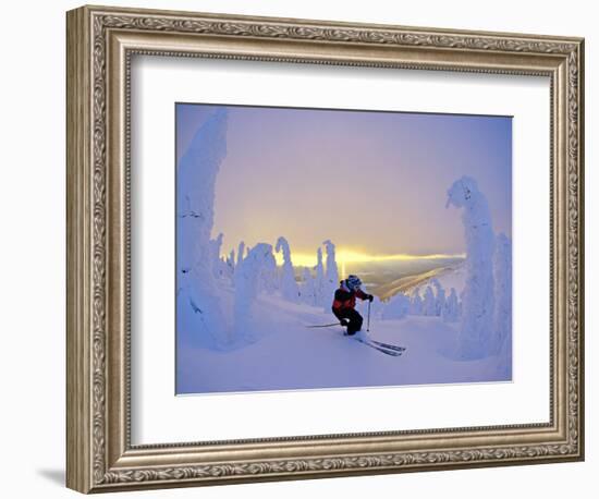 Skier in Snowghosts at Big Mountain Resort in Whitefish, Montana, USA-Chuck Haney-Framed Photographic Print