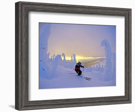 Skier in Snowghosts at Big Mountain Resort in Whitefish, Montana, USA-Chuck Haney-Framed Photographic Print