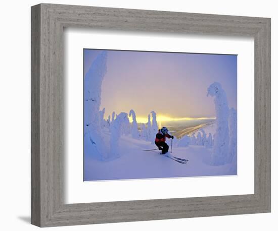 Skier in Snowghosts at Big Mountain Resort in Whitefish, Montana, USA-Chuck Haney-Framed Photographic Print