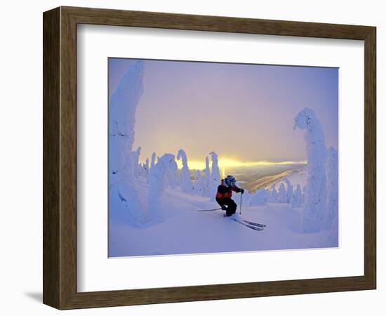 Skier in Snowghosts at Big Mountain Resort in Whitefish, Montana, USA-Chuck Haney-Framed Photographic Print