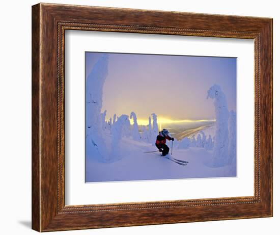 Skier in Snowghosts at Big Mountain Resort in Whitefish, Montana, USA-Chuck Haney-Framed Photographic Print