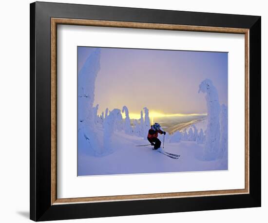 Skier in Snowghosts at Big Mountain Resort in Whitefish, Montana, USA-Chuck Haney-Framed Photographic Print