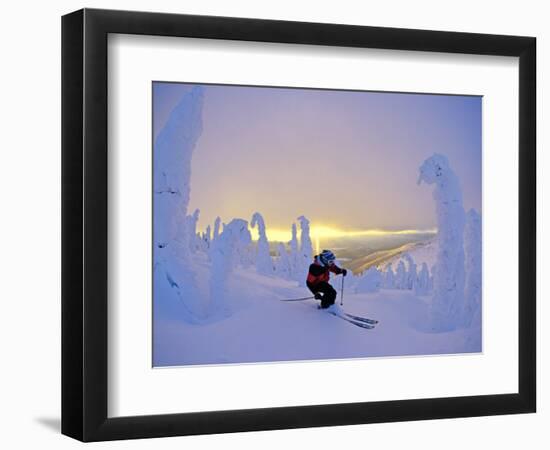 Skier in Snowghosts at Big Mountain Resort in Whitefish, Montana, USA-Chuck Haney-Framed Photographic Print