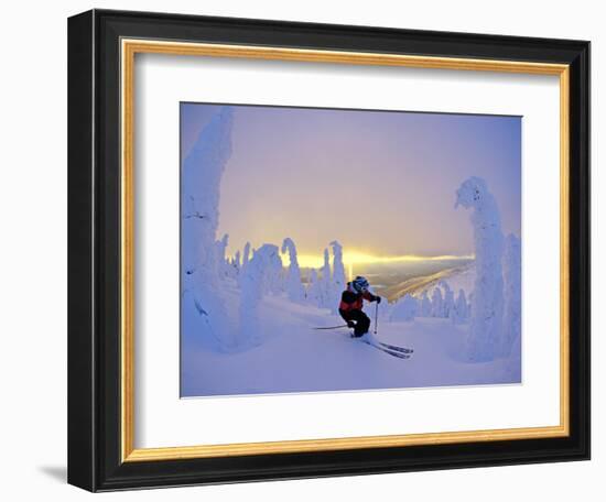 Skier in Snowghosts at Big Mountain Resort in Whitefish, Montana, USA-Chuck Haney-Framed Photographic Print