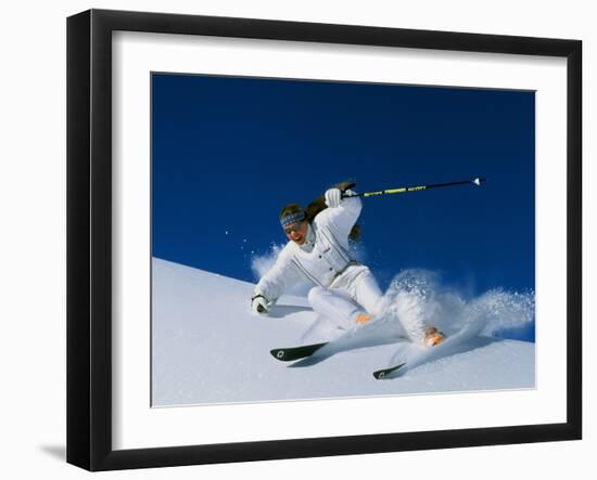 Skier in White-null-Framed Photographic Print