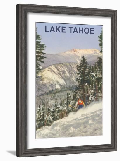 Skier, Lake Tahoe-null-Framed Art Print