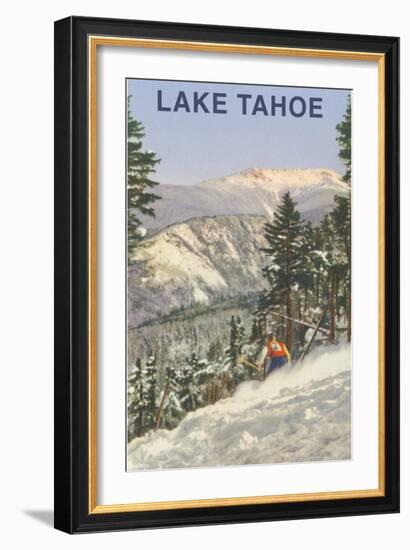 Skier, Lake Tahoe-null-Framed Art Print