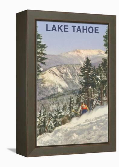 Skier, Lake Tahoe-null-Framed Stretched Canvas