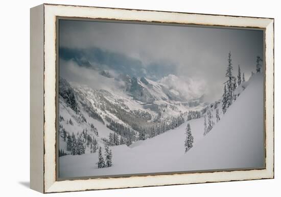 Skier Makes Some Steep Angle Powder Turns In Cascades Of Washington As A Snow Storm Begins To Clear-Jay Goodrich-Framed Premier Image Canvas