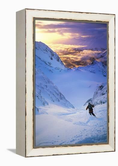 Skier on Mountain Slope-null-Framed Stretched Canvas