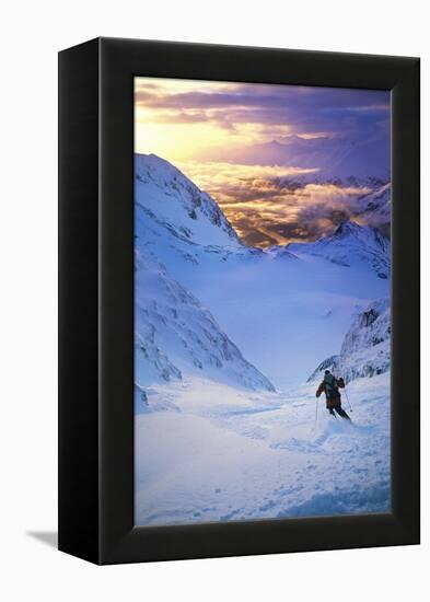 Skier on Mountain Slope-null-Framed Stretched Canvas