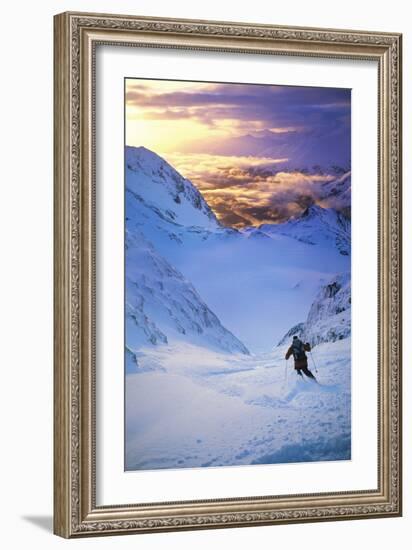 Skier on Mountain Slope-null-Framed Photo