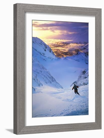 Skier on Mountain Slope-null-Framed Photo