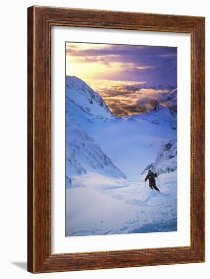 Skier on Mountain Slope-null-Framed Photo