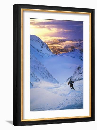 Skier on Mountain Slope-null-Framed Photo