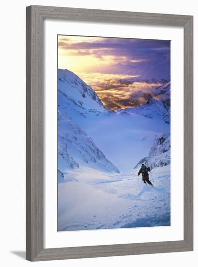 Skier on Mountain Slope-null-Framed Photo