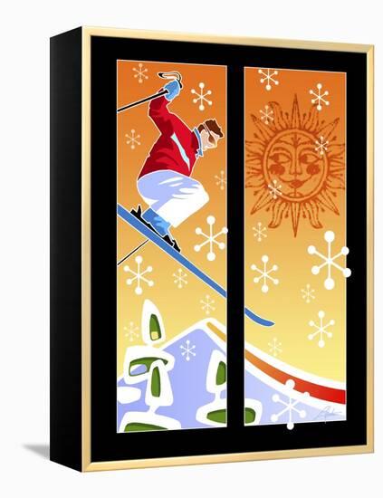 Skier Powder-Larry Hunter-Framed Premier Image Canvas