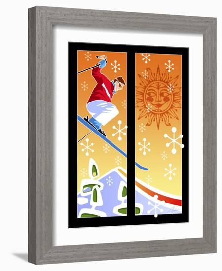 Skier Powder-Larry Hunter-Framed Giclee Print