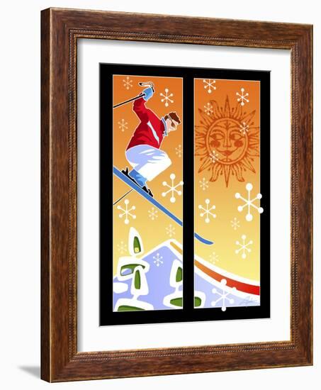 Skier Powder-Larry Hunter-Framed Giclee Print