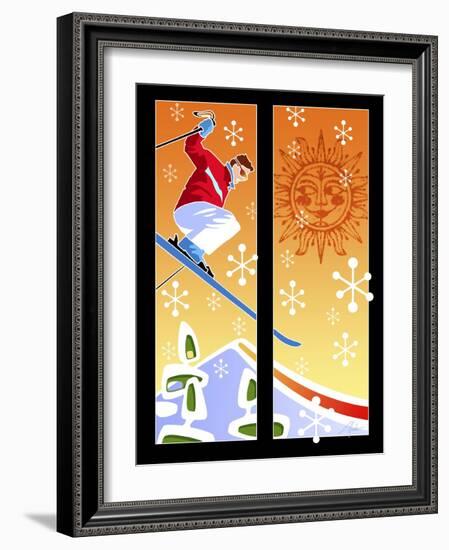 Skier Powder-Larry Hunter-Framed Giclee Print