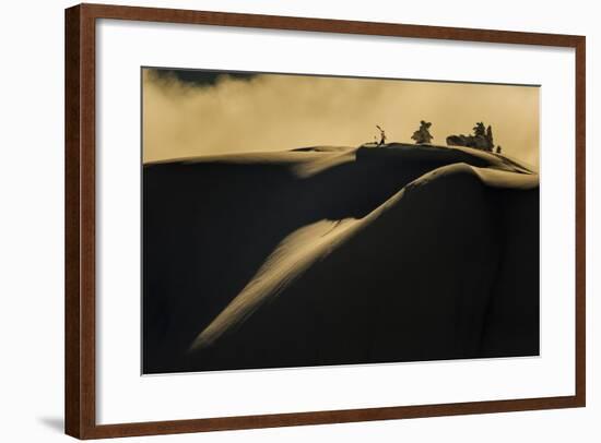 Skier Pulls Skins For Another Run In The Cascade Backcountry During A Winter Storm-Jay Goodrich-Framed Photographic Print