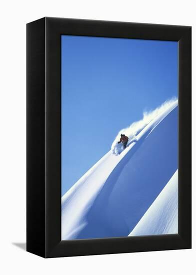 Skier Racing Down Mountain Slope-null-Framed Stretched Canvas