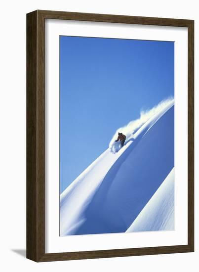 Skier Racing Down Mountain Slope--Framed Photo