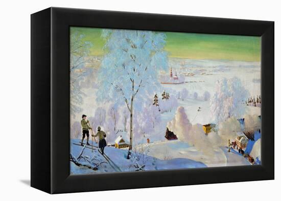 Skiers, 1919-Boris Mikhailovich Kustodiev-Framed Premier Image Canvas