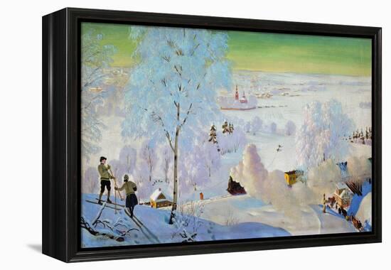 Skiers, 1919-Boris Mikhailovich Kustodiev-Framed Premier Image Canvas