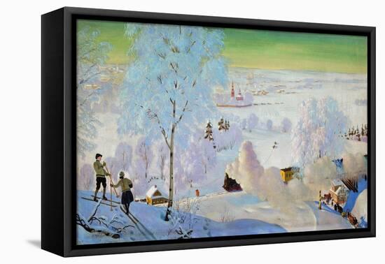 Skiers, 1919-Boris Mikhailovich Kustodiev-Framed Premier Image Canvas