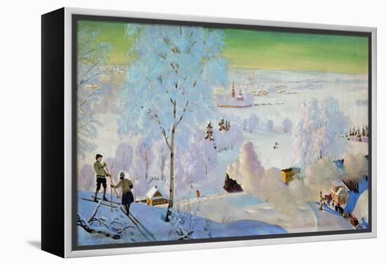 Skiers, 1919-Boris Mikhailovich Kustodiev-Framed Premier Image Canvas