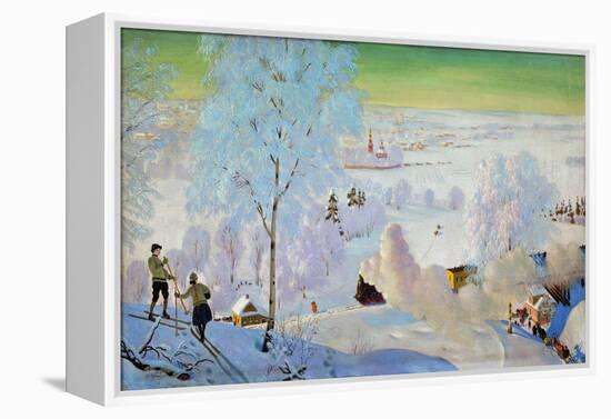 Skiers, 1919-Boris Mikhailovich Kustodiev-Framed Premier Image Canvas