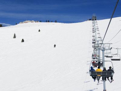 Skiers Being Carried On A Chair Lift To The Back Bowls Of Vail Ski Resort Vail Colorado Usa Photographic Print By Kober Christian Art Com