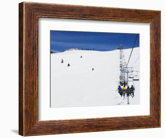 Skiers Being Carried on a Chair Lift to the Back Bowls of Vail Ski Resort, Vail, Colorado, USA-Kober Christian-Framed Photographic Print