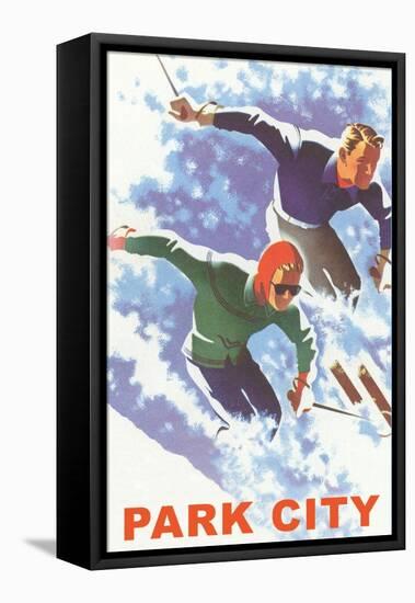 Skiers in Powder, Park City, Utah-null-Framed Stretched Canvas