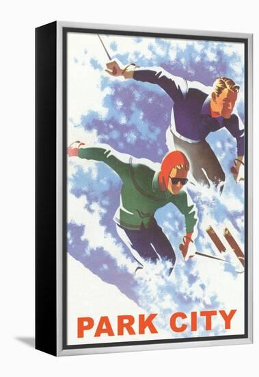 Skiers in Powder, Park City, Utah-null-Framed Stretched Canvas