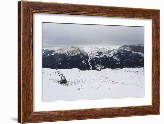 Skiers in the mountains, Dolomites, Italy, Europe-Alex Treadway-Framed Photographic Print